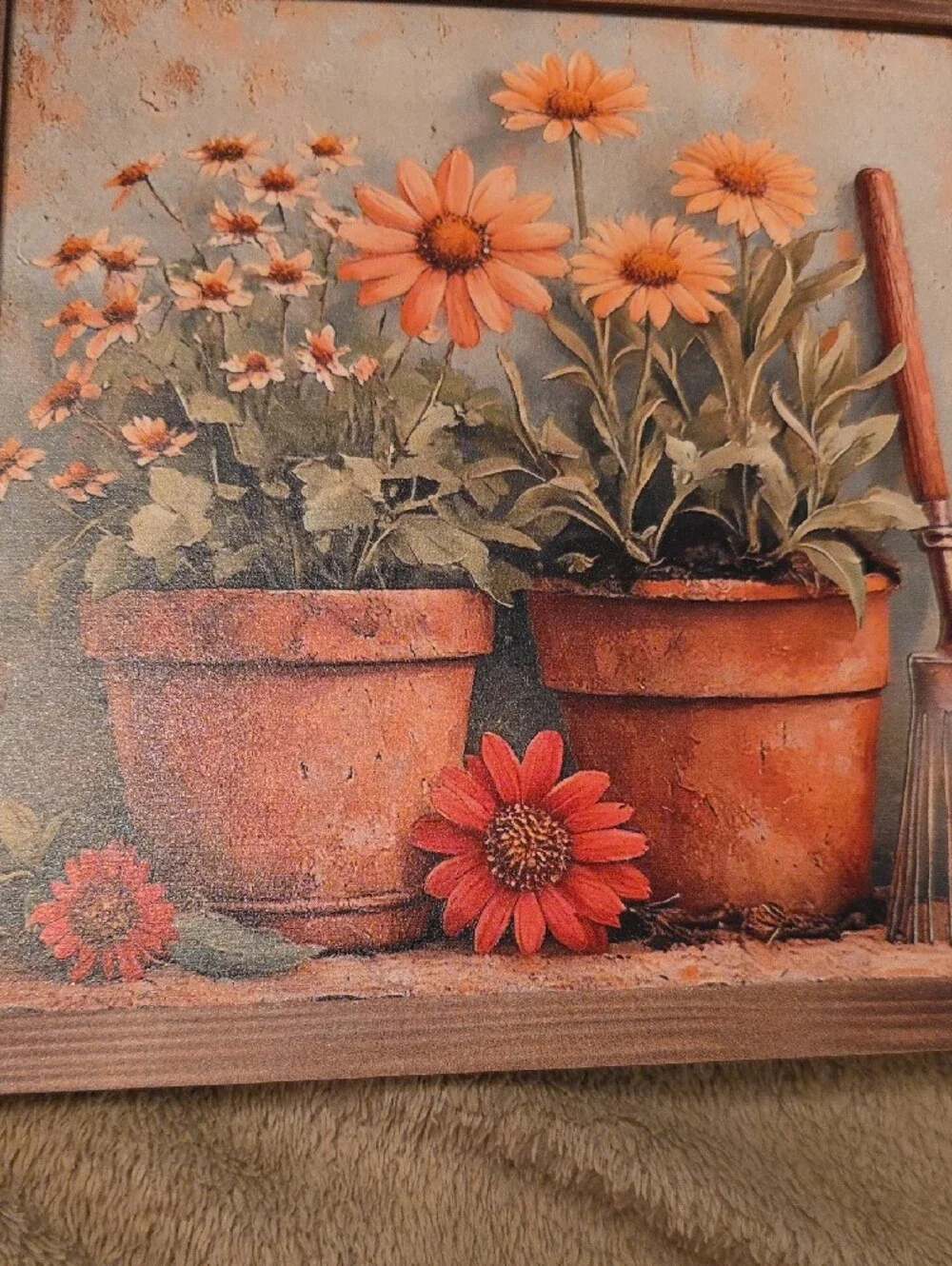 Rustic Orange Floral Wall Art Canvas Print